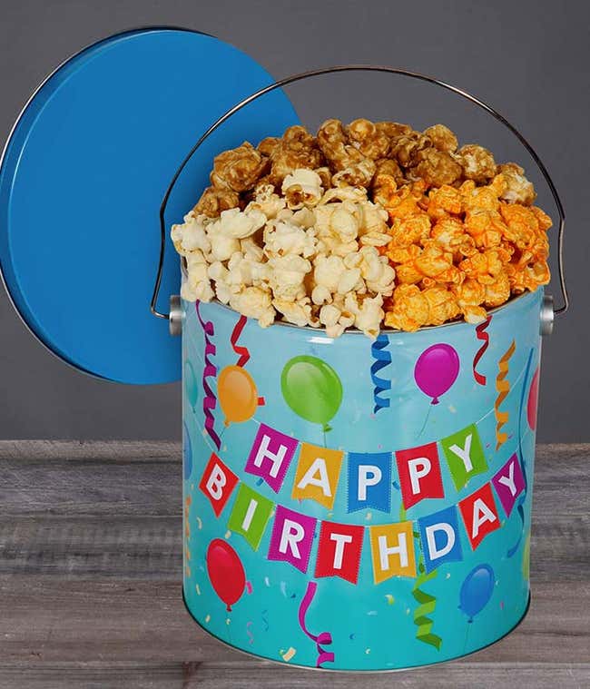 Happy Birthday Kettle Popcorn Tin