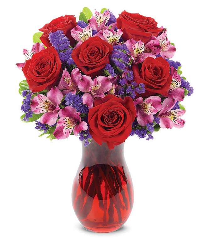 Red and purple romantic arrangement 