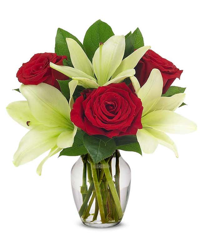 Red roses and white lilies