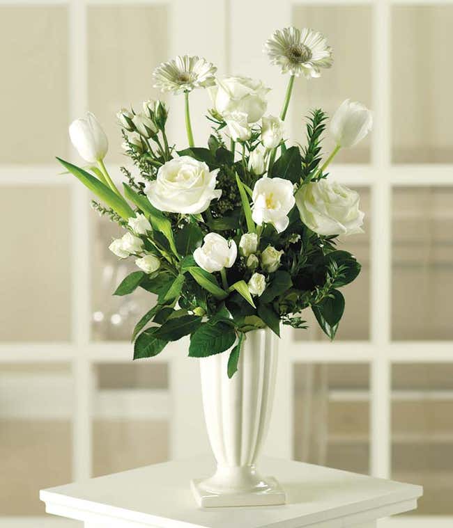 White sympathy funeral bouquet