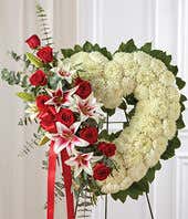 Red &amp; White Flower Mixed Standing Open Heart