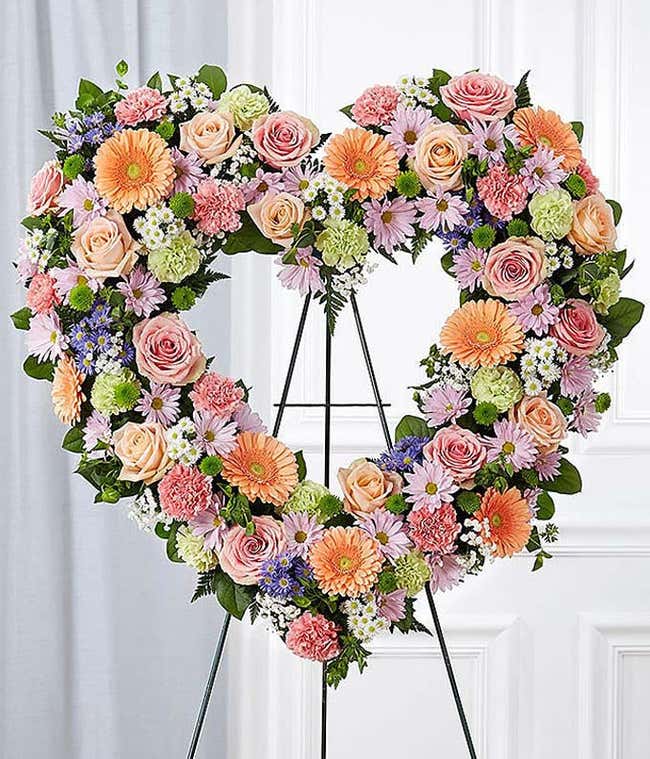 Pastel Floral Standing Open Heart