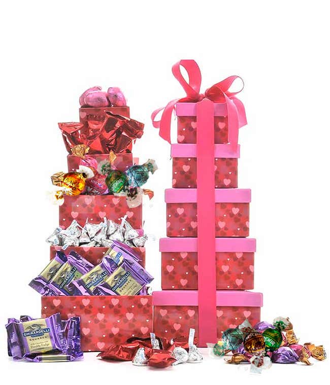 Romantic chocolate gift tower